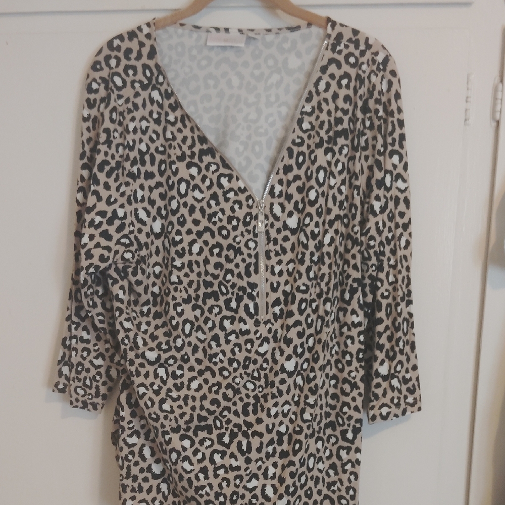 Belle by Kim Gravel Leopard Print Blouse - Black and Tan